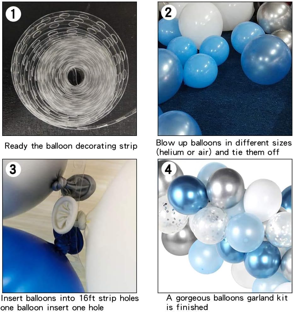 104pc Blue Balloon Arch Garland Kit Blue and Silver Balloons Navy Royal Blue Ballon Silver Metallic Balloons For Baby Shower Blue Birthday Balloon Wedding Party Decorations Supplies: Toys & Games