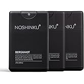 Noshinku - Refillable Hand Sanitizer Bergamot 3-Pack, Travel Size Spray with Hydrating Botanical Oils, Natural Ingredients, All Natural Fragrances, Sugarcane Derived Alcohol, No Parabens, No Dyes