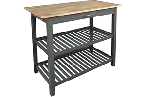 Casual Home Kitchen Island with Solid American Hardwood Top, Slate Gray, 40" W (373-932)