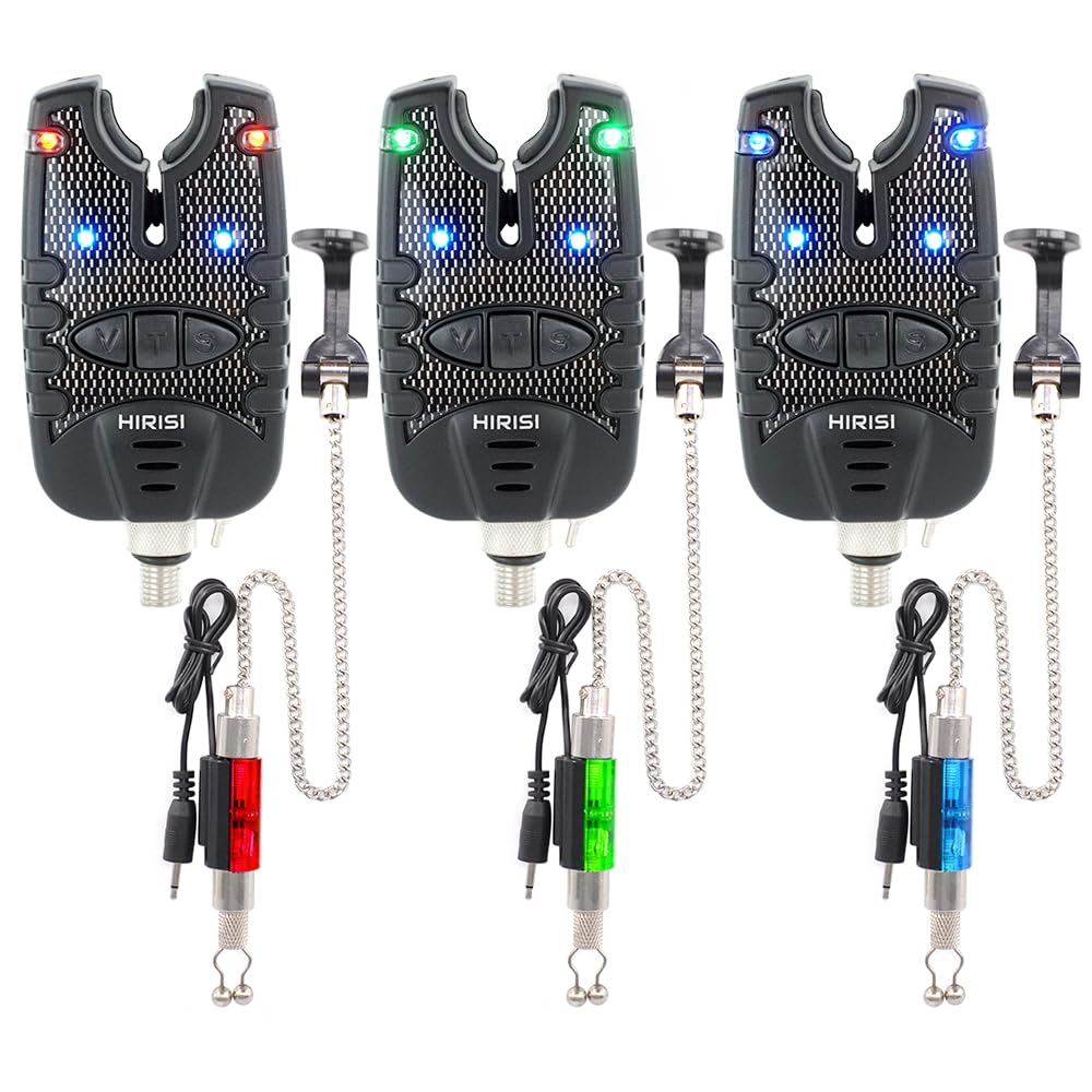 Carp Fishing Bite Alarm and Swinger Set Water Resistant Blue LED (1142)