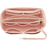 OPPOSHE Purse Organizer Insert for Handbags, Softened Felt Bag Insert Organizer for Tote, Compatible with LV, Coach, MK, Kate Spade, Goyard, Longchamp (Light Pink, X-Large)