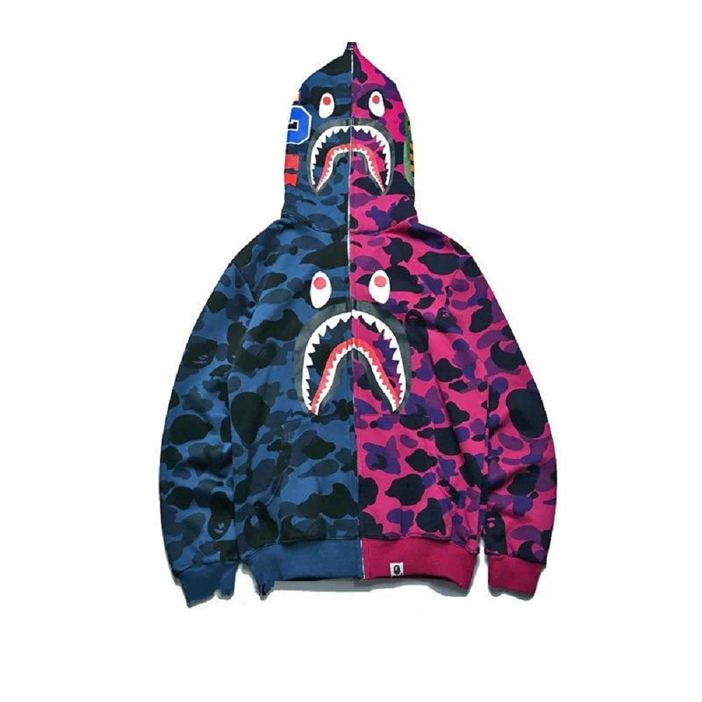 BAPE A Bathing Ape Camo Hoodie Sweatshirts Mens Shark Head Full Zip Jacket Coat