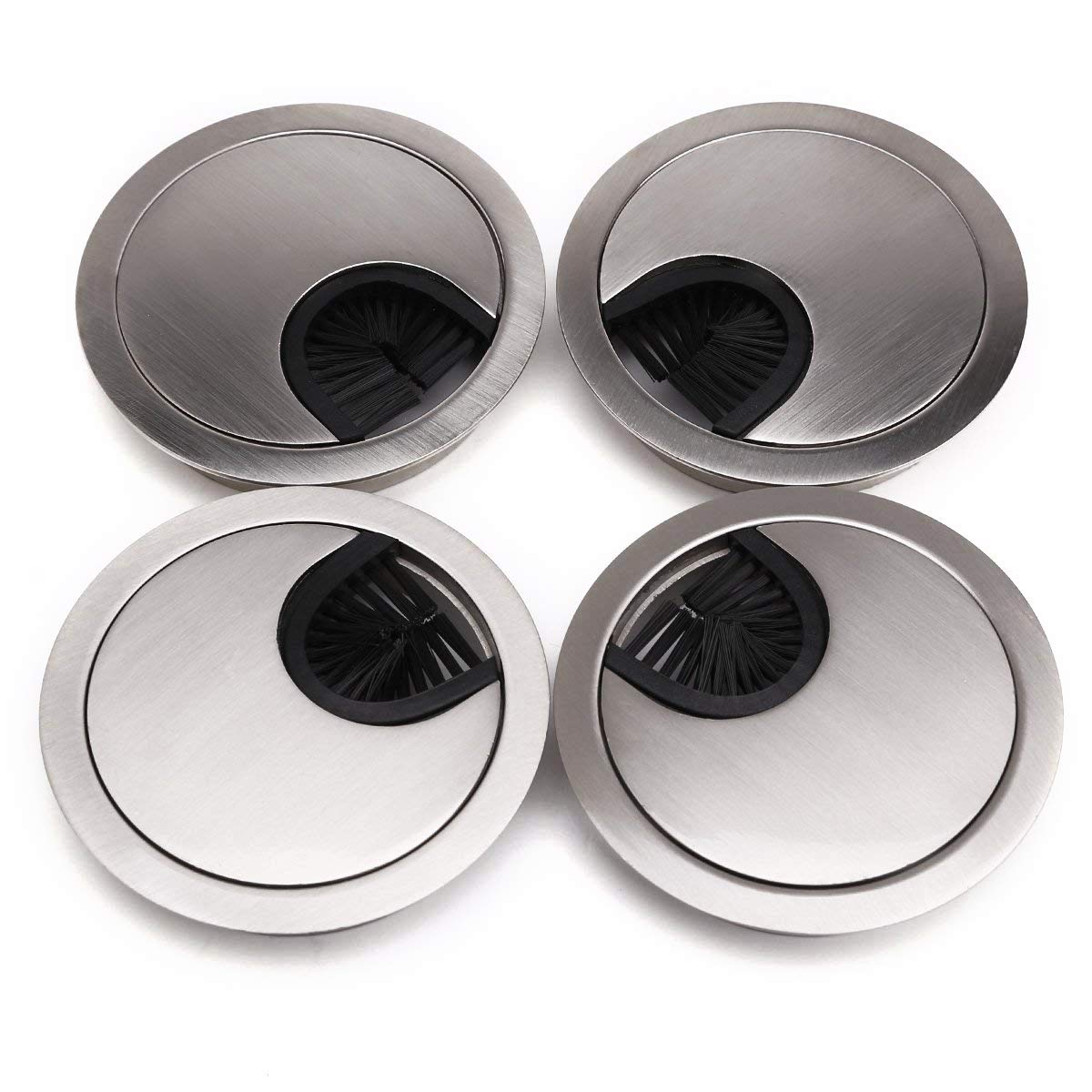 AKORD 4 x 60 mm Desk Table Grommet Cable Tidies Port Hole Covers