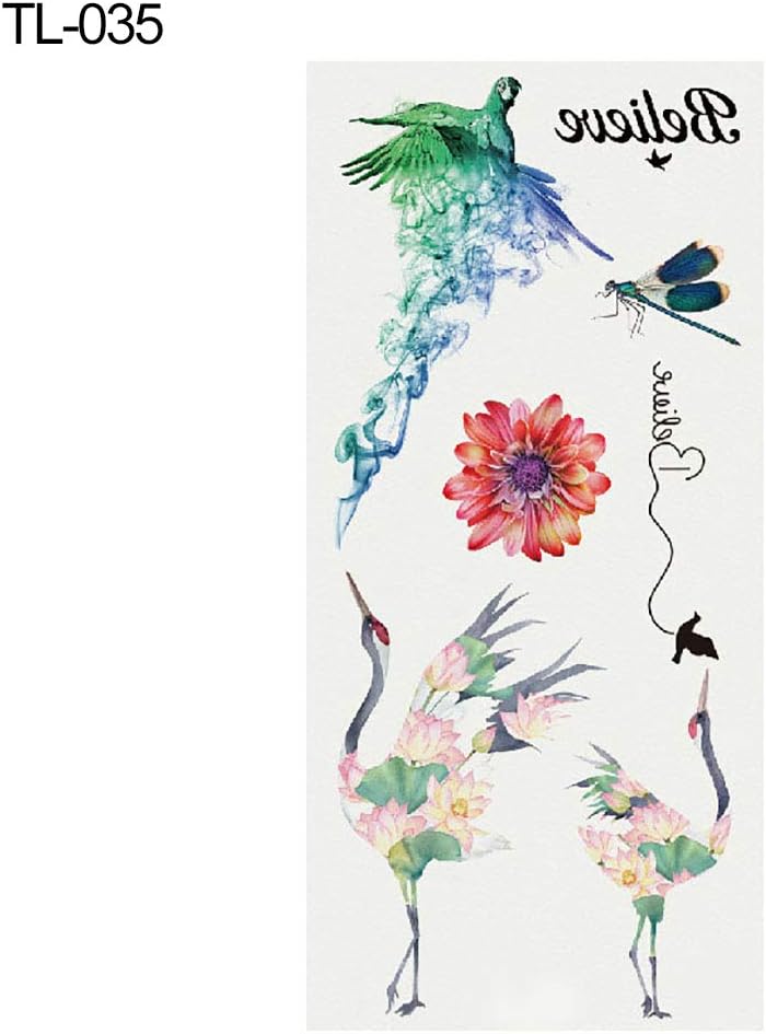 beautijiam Tattoo Stickers for Women Men Flower Waterproof 3D Animal Temporary Tattoos Fashion Art Decal Decor TL-035