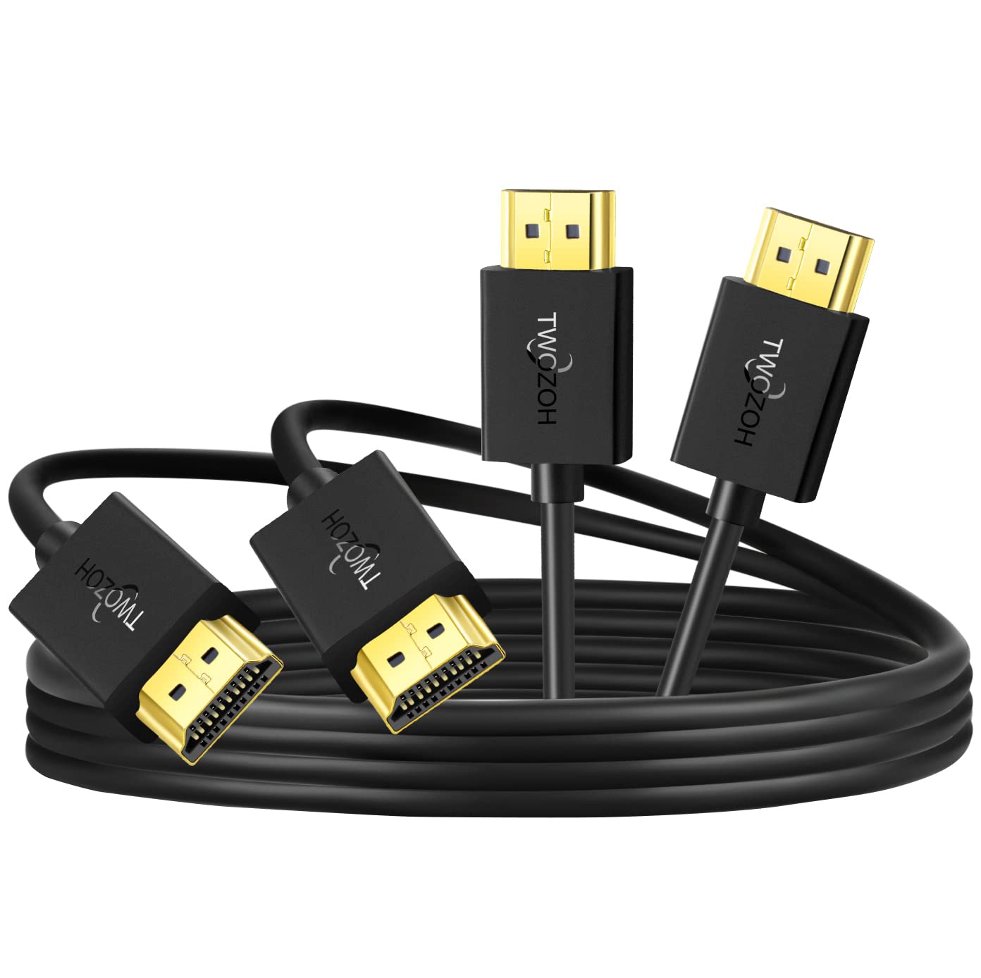Twozoh Slim HDMI Cable 0.3M 2 Pack, Ultra Thin & Extreme Flexible HDMI Lead Support 4K@60Hz/2160P/1080P