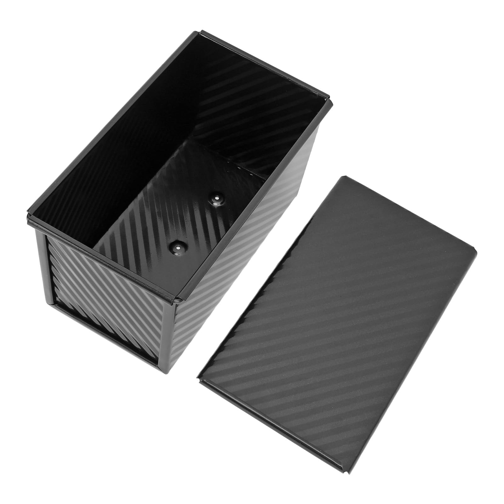 Bread Pan Loaf Pan Nonstick Carbon Steel Rectangle Cake Tin for Bread, Banana Bread and Pound Cakes (Black with Lid)