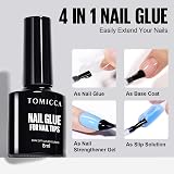 TOMICCA 4 in 1 Nail Glue Gel Kit Clear Tips 16ml 2pcs UV/LED view 2