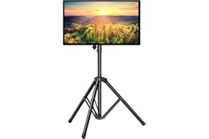 PERLESMITH TV Tripod Stand-Portable TV Stand for 23-70 Inch LED LCD OLED Flat Screen TVs-Height Adjustable Display Floor TV Stand with VESA 400x400mm, Holds up to 88lbs PSTM1