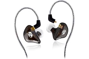 BASN Dual Driver Musicians in-Ear Monitor Headphones with Detachable MMCX Cable (with Mic, Brown)