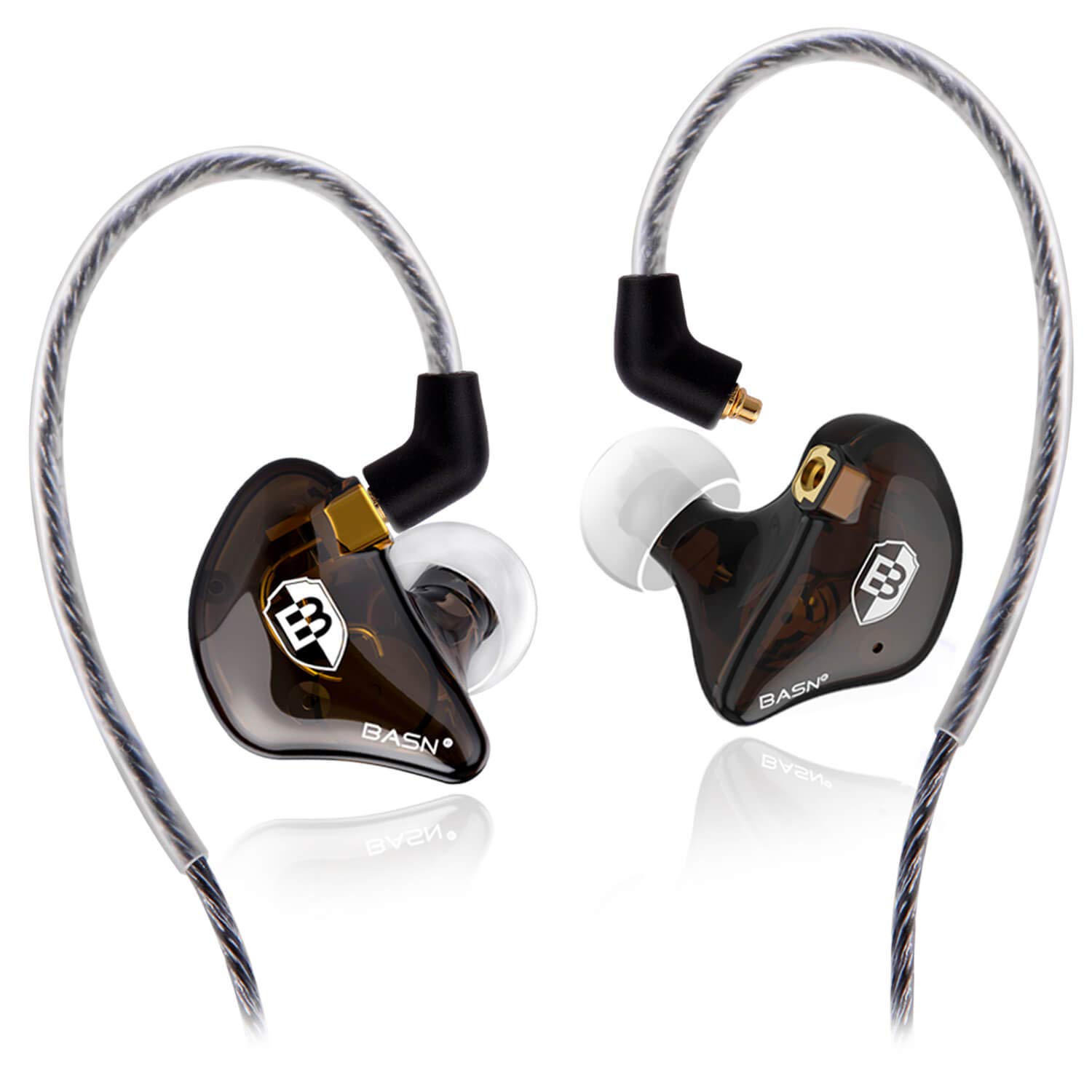 Photo 1 of BASN High-Definition in Ear Monitor Headphones for Musicians with Detachable MMCX Earbuds; Dual Dynamic Drivers and Noise-Isolating (Brown)