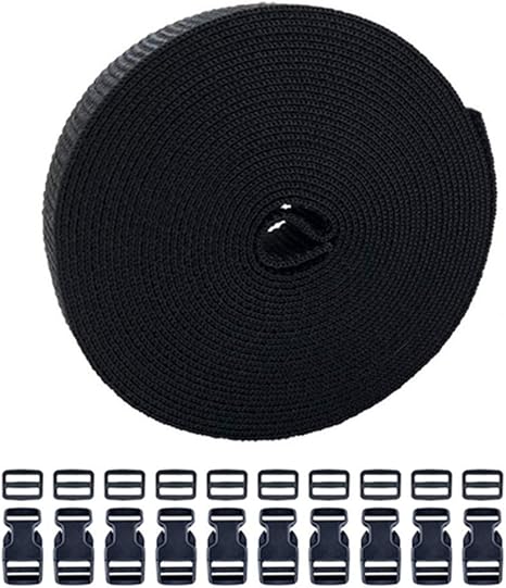 Amazon Co Jp ヒューンダ 幅1 1 2インチ 10ヤード ブラック ナイロン ヘビーウェビングストラップ 10個 ブラックプラスチック 1 1 2インチ 38mm フラットサイドリリースバックル ホーム キッチン