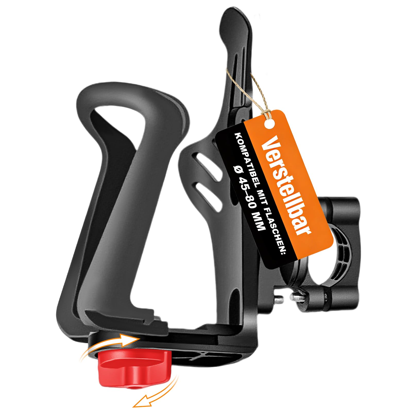 SUNFATT Fahrrad Flaschenhalter & Getränkehalter Fahrradlenker (360° Drehbar) – Trinkflaschenhalter Fahrrad, E-Bike, E-Scooter, Motorrad & Kinderwagen – Ohne Bohren, Ø 45-78mm – Fahrrad Zubehör