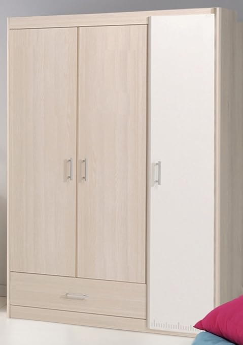 Parisot 2498a3px Charly Ii 3 Door Particle Board Wardrobe 112 X