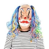 CycleMore Clown Mask with Blue Curly Hair Costume Party Cosplay Mask