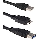 5 Year Warranty USB 3.0 DUAL Power Y Shape 2 x Type A TO Micro B SuperSpeed Cable For WD/Seagate/Toshiba/Samsung/Hitachi External Hard Drives (50cm - 1.5 FOOT - 0.50M)