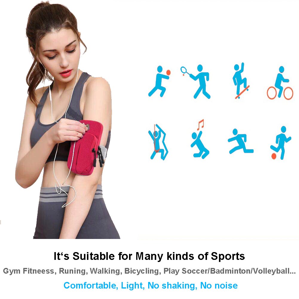 FIRSTBUY Sports Running Armband Adjustable Universal Armband CellPhone Holder, Sweatproof Jogging Phone GYM Exercise Workout Armband for iPhone X/8/8Plus/7/7Plus/Samsung Galaxy S9/S8/S7/LG (Rose Red)