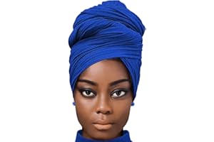 JYLZWXZC Royal Blue African Head Wraps for Women Tie for Sleeping Solid Turban Stretch Headband
