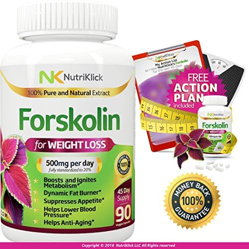 Nutriklick Forskolin Natural Extract Weight Loss and Appetite Suppressant Dietary Antioxidant Supplement for Adults (90 Capsules)