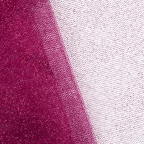 Glitter Tulle 54" by 10 Yards (30 ft) Fabric Tulle Bolt for Wedding and Decoration (Fushia)