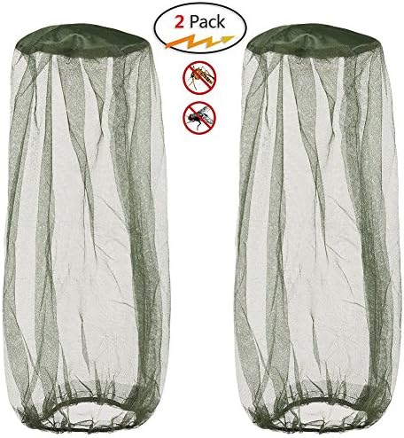 Silkclo 2 Pack Mosquito Head Net,Lightweight Face Mesh Head Cover Insect Repellent Netting Fly Screen Protection for Camping,Hiking,Traveling,Fishing (2Pack)