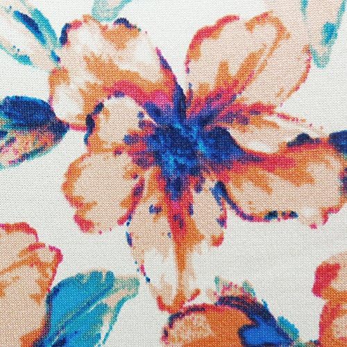 Blue Orange Floral Slinky Print Plus Size Extra Long A Line Top Tunics Women