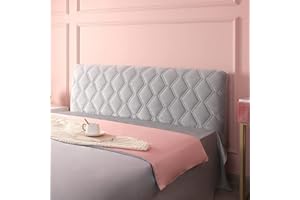 EFELIM Velvet Bed Headboard Cover Full Queen Cal King Size, Quilted Headboard Slipcover Soft Headboard Padding Dustproof Protector Cover (Light Gray,Queen:160cm(63"))