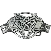 VIGOROSO Men Gothic Funny Lovely Celtic Wild Wolf Fox Double Head Belt Buckle