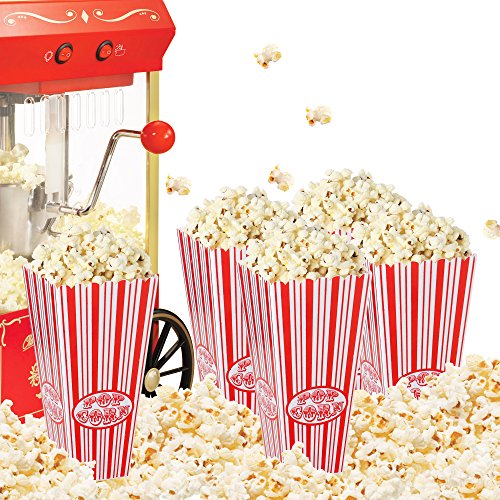 Set of 4 - Popcorn bucket Plastic Container, Reusable Bowel Red & White Stripes, Movie Theater Tub (Pack of 4)