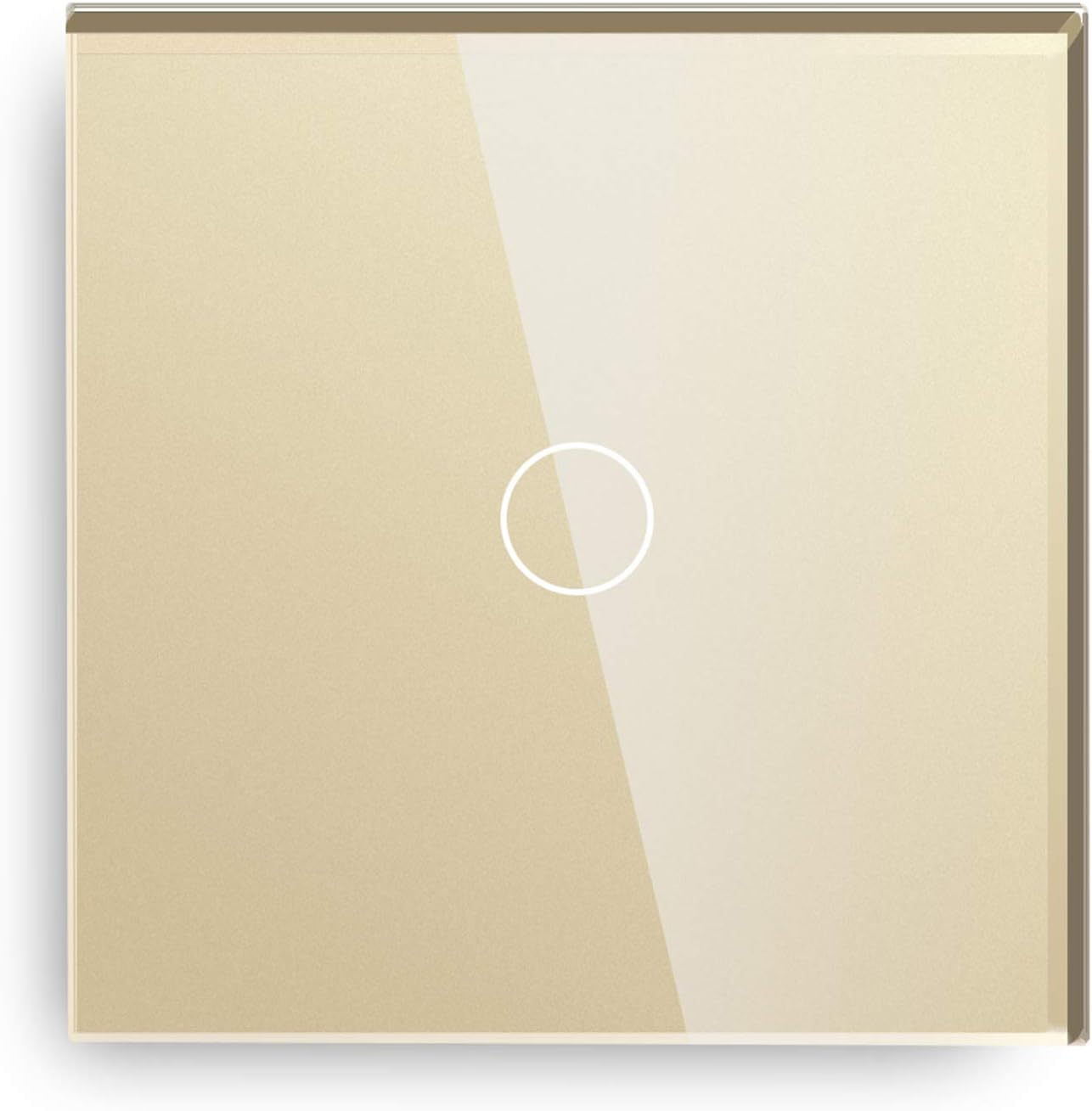 BSEED Touch Light Switch 1 Gang 1 Way Tempered Glass Panel with LED Indicator, Touch Sensitive Light Switches, Gold Single Touch Switch 800W/Gang