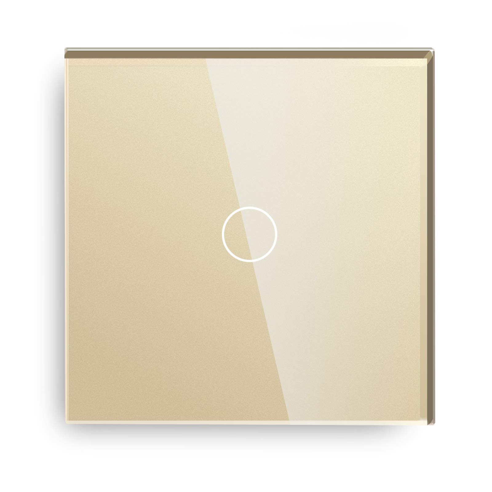 BSEED Touch Light Switch 1 Gang 1 Way Tempered Glass Panel with LED Indicator, Touch Sensitive Light Switches, Gold Single Touch Switch 800W/Gang