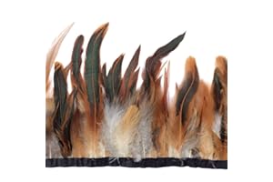 Sowder Rooster Hackle Feather Fringe Trim 5-7" in Width Pack of 5 Yards (Natural)