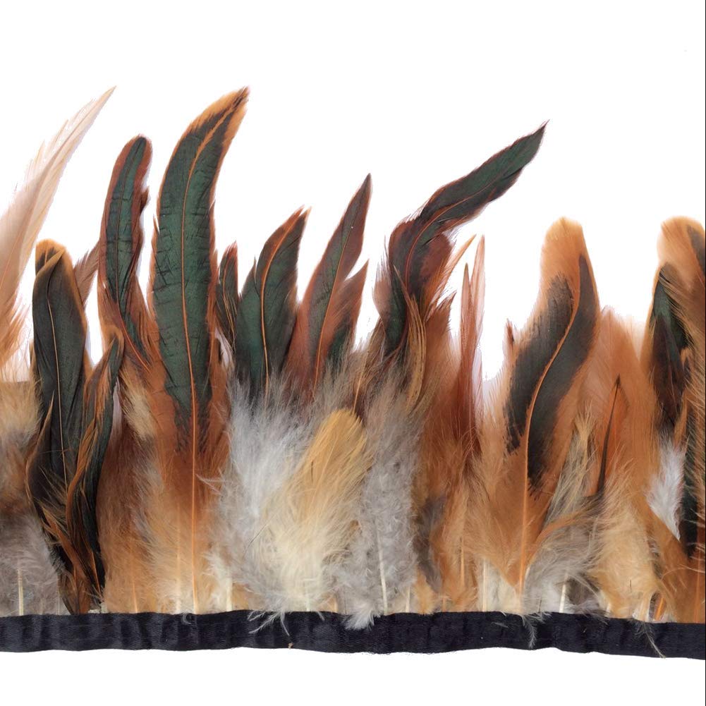 Sowder Rooster Hackle Feather Fringe Trim 5-7" in Width Pack of 5 Yards(natural)