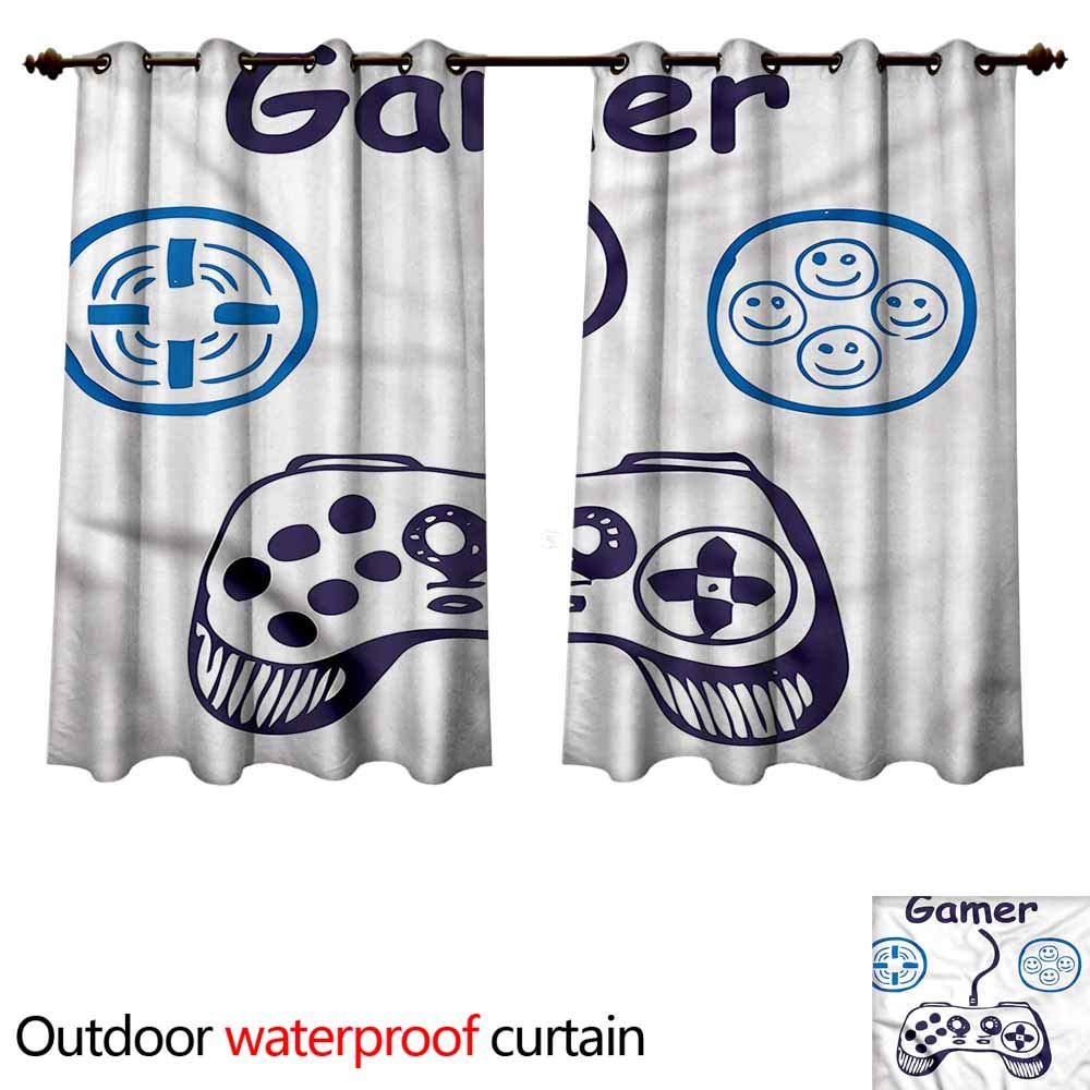 Amazoncom Sliding Door Curtain Gamer Sketch Controller Smiley