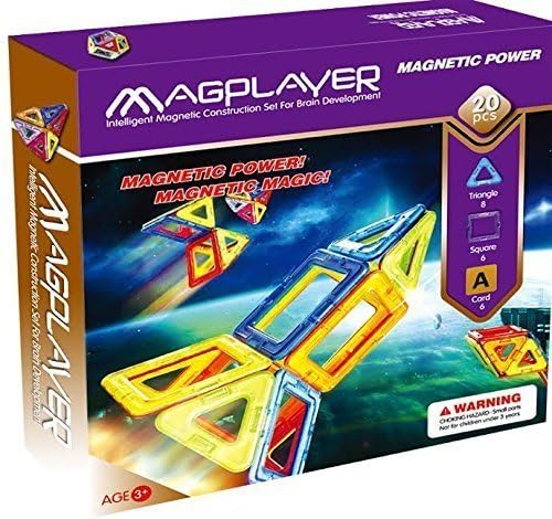Magnetic Toys - 20pcs Intelligent Magnetic Building Blocks Construction Set for Brain Development