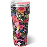 Swig Life 32oz Insulated Tumbler, Travel Coffee Tumbler with Lid, Cup Holder Friendly Travel Coffee Mug, Stainless Steel, 32 oz, Reusable Insulated Mug with Lid (Secret Garden)