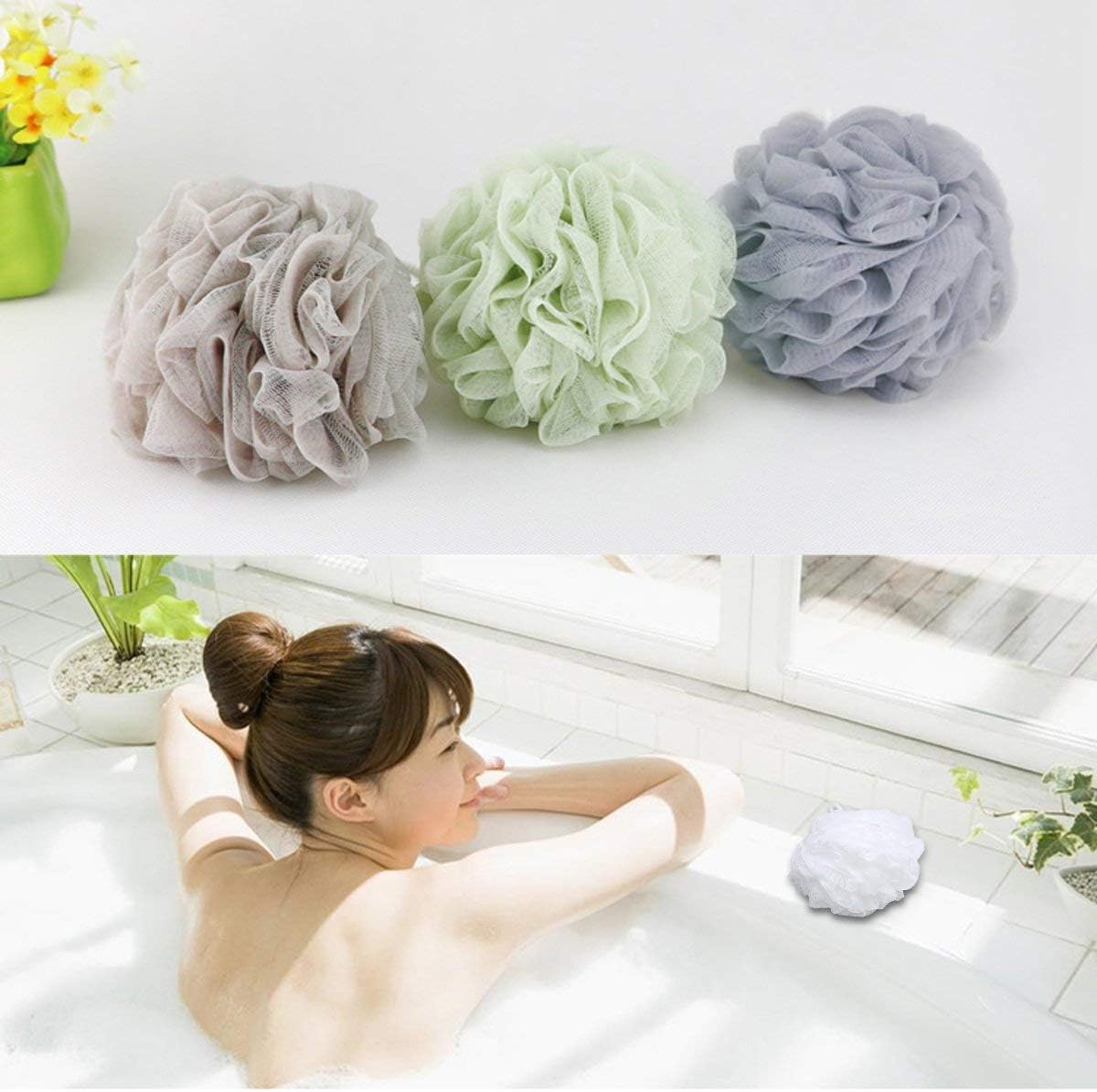 Bath Shower Sponge Loofahs (60g/pcs) Mesh Pouf Shower Ball, Mesh Bath and Shower Sponge Pack of 4: Beauty