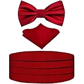 Alizeal Multicolored Silk Solid Cummerbund for Mens Gift Bow Tie Set