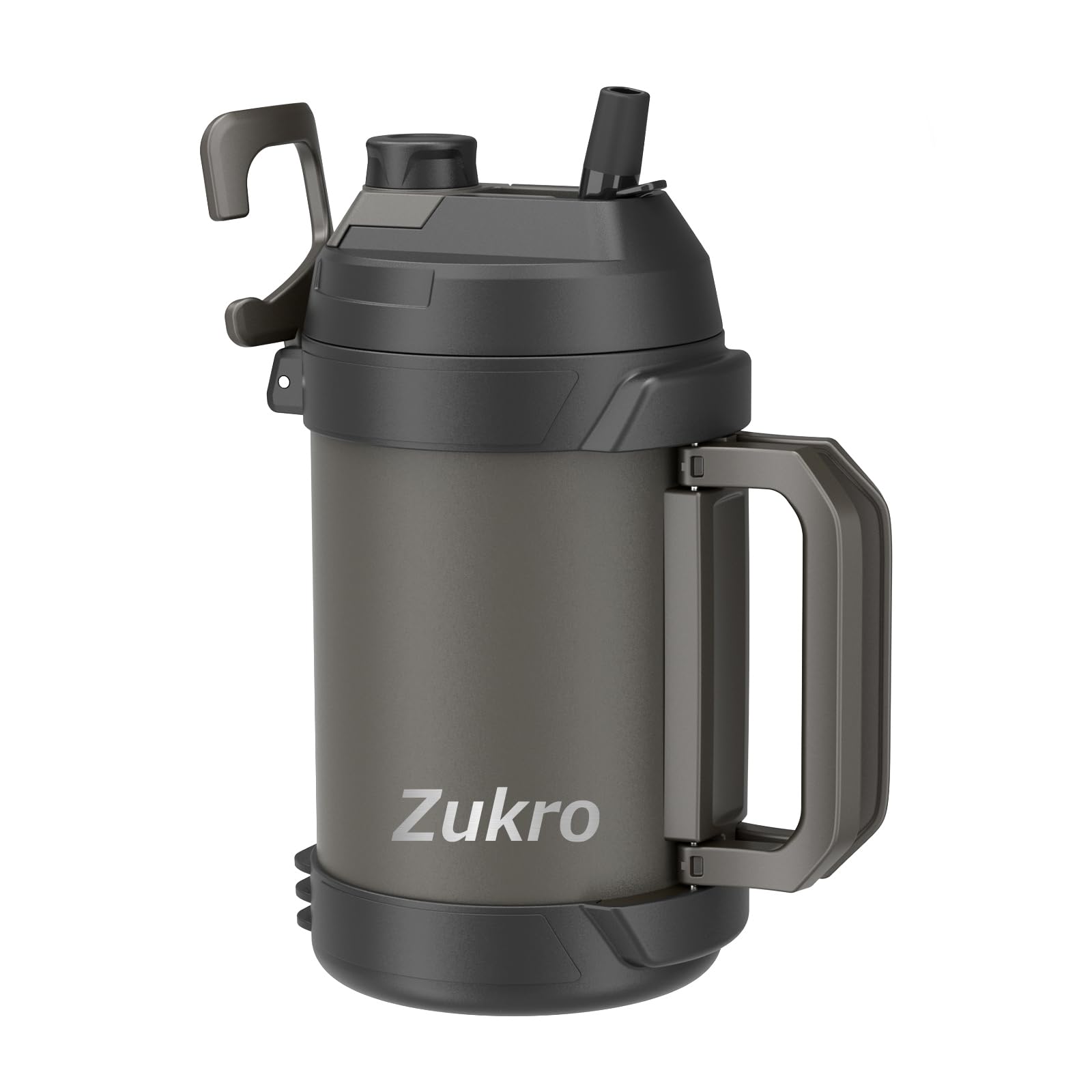 Photo 1 of Zukro 1 Gallon Water Jug, One Gallon Large Triple Wall Insulated Metal Jug With Straw and Spout, No Sweat 128 oz Stainless Steel Sport Water Bottle Keeps Cold 48 Hours for Outdoors, Coal