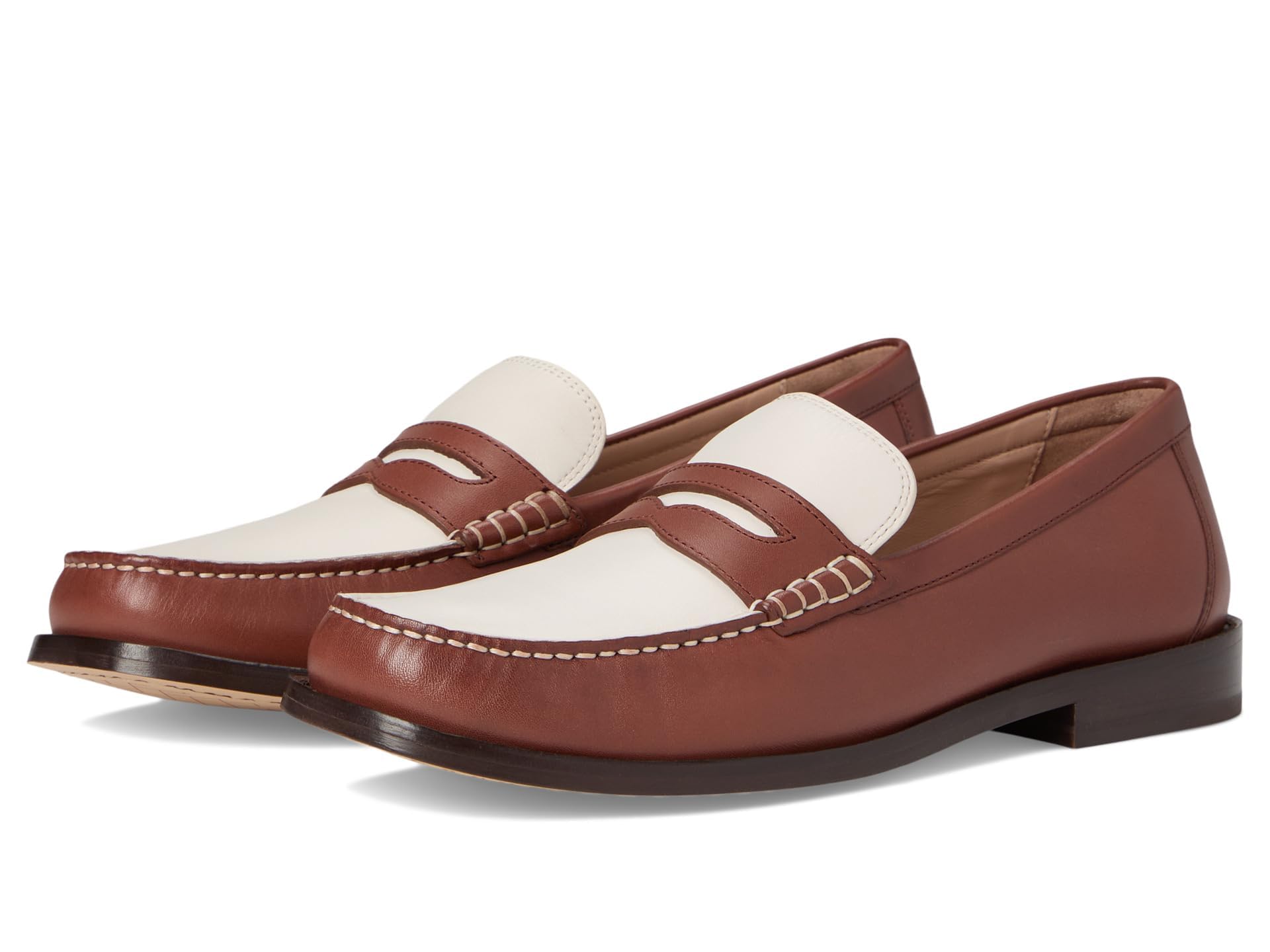 Cole Haan Women’s Lana Lux Penny Loafers Remastered, Dark Cuoio Box Leather/Ivory Leather, 6.5-B US