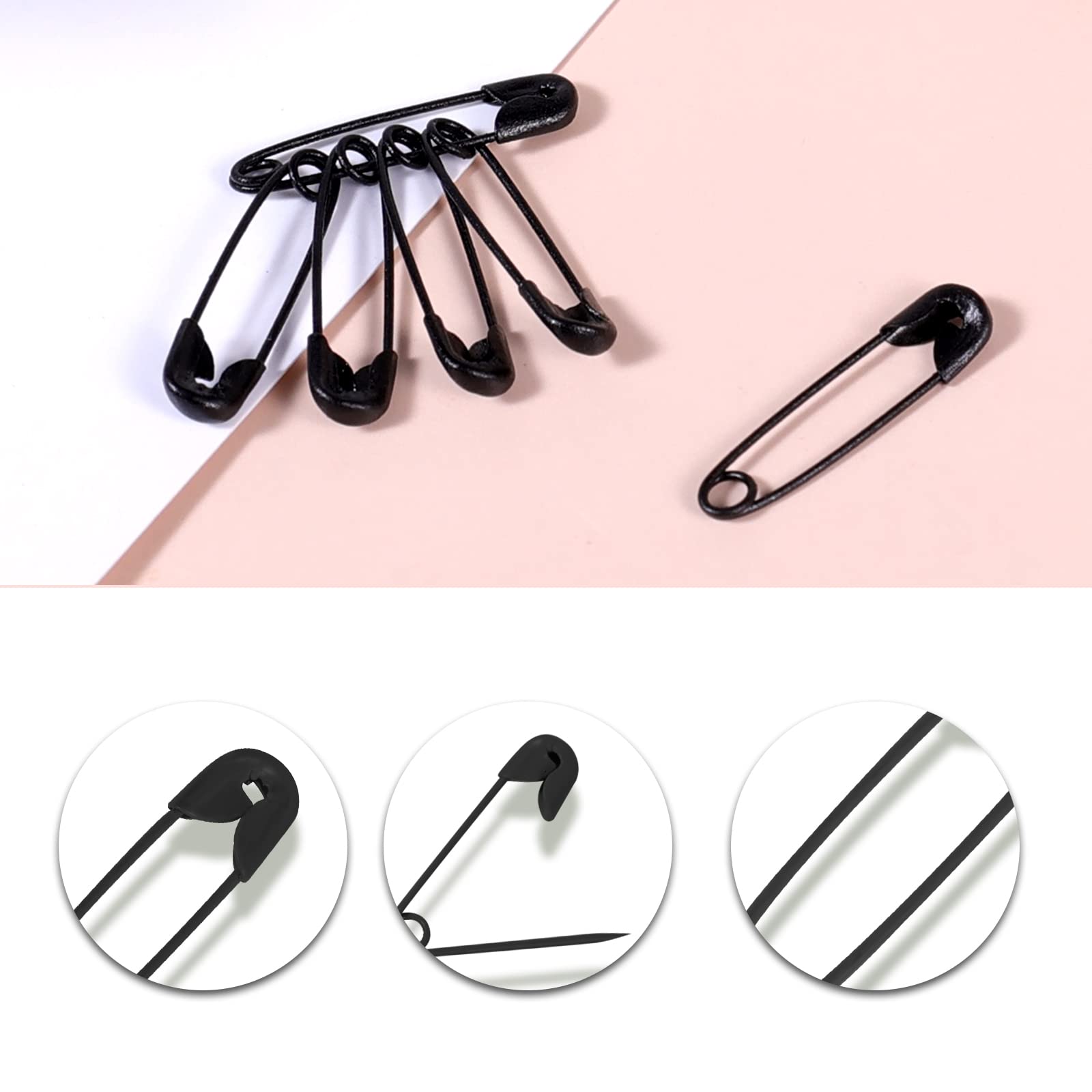 120 Pcs 19mm Safety Pins, Mini Black Pins for Art Craft Sewing Jewelry Making Small Metal Pin for Clothes