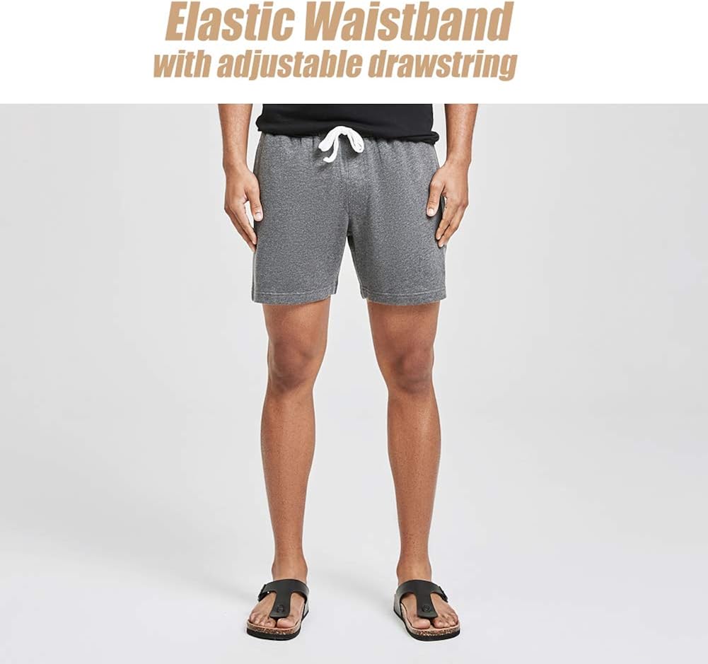 MaaMgic Mens Athletic Gym Shorts 5.5" Elastic Waist Casual Pajama Pocket Jogger Men Workout Short Pants at  Men’s Clothing store