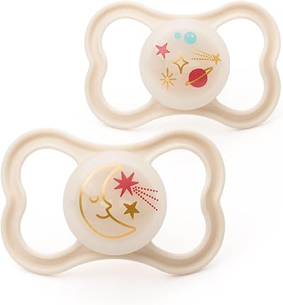 MAM Latex Air Night Soothers 6-18 Months Glow in the Dark Cream 2 Pack