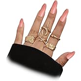 Stringex Chunky Stackable Gold Knuckle Ring Set for Women Fashion Twisted Open Statement Rings Boho Silver Joint Finger Thumb Rings Jewelry Gifts