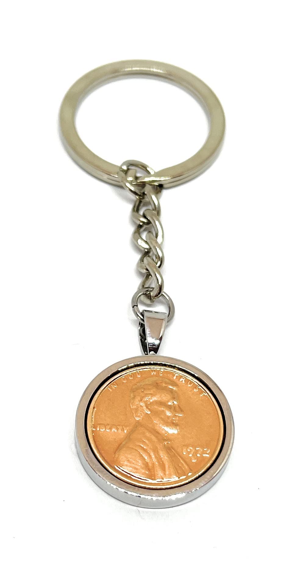 OCC Old Coin Cufflinks 1972 Original Lincoln Cent Keyring for a 54th birthday for Mum, Nan, Gran