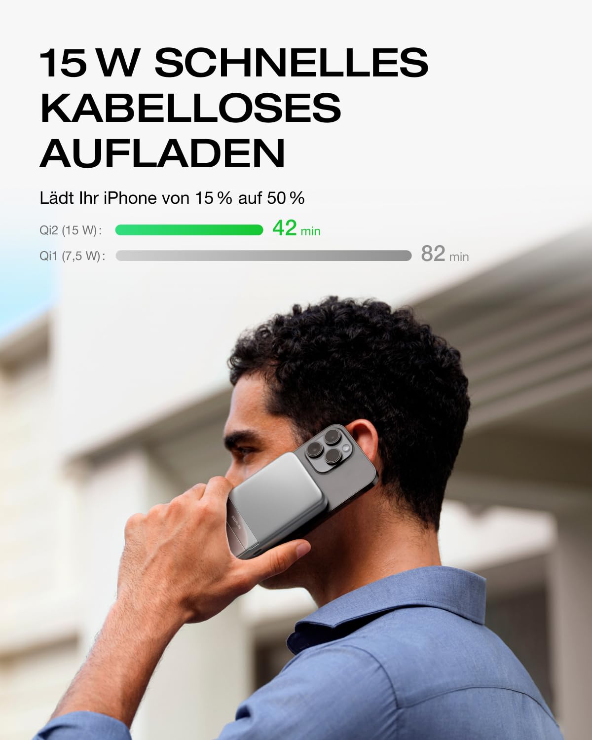 EF ECOFLOW Qi2 Magsafe Powerbank 5000mAh 30W mit USB-C-Kabel, Magnetische Power Bank Kabelloses Tragbares Ladegerät, kompatibel für iPhone 17/16/15/14/13/12 Series, Silber 2