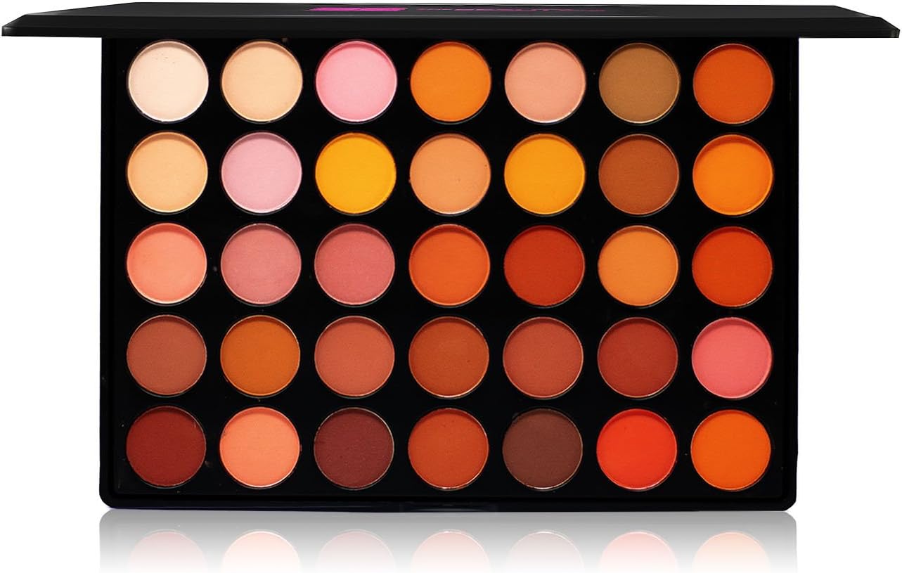 Beauty Box The Artist Eye Shadow Palette, Professional Matte and Shimmer Warm and Nude Colors, Glow with Highly Pigmented Shades, Brickhouse, 35 colors