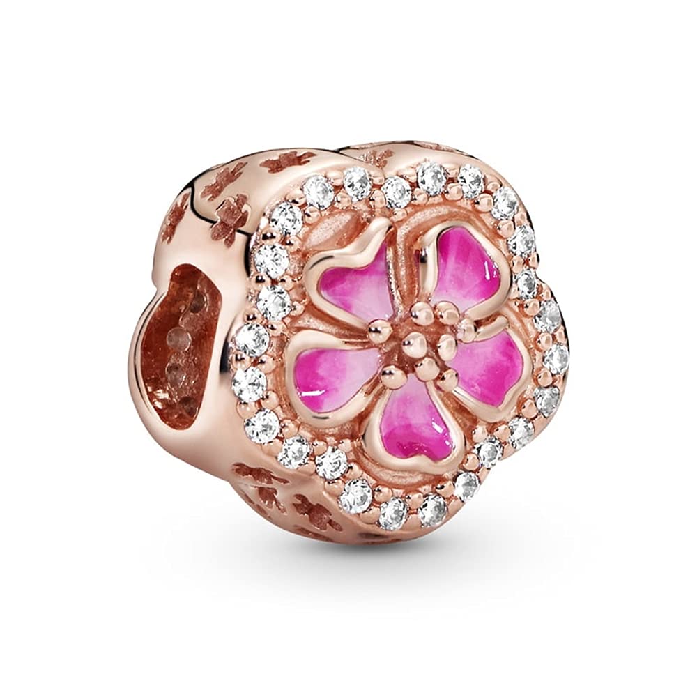 Sunny Day Pink Sparkling Peach Blossom Flower Charm