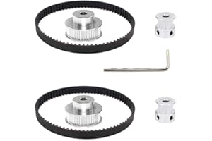 Befenybay 2Kit 2GT Synchronous Wheel 20&40 Teeth 5mm Bore Aluminum Timing Pulley with 2pcs Length 200mm Width 6mm Belt (20-40T-5B-6)