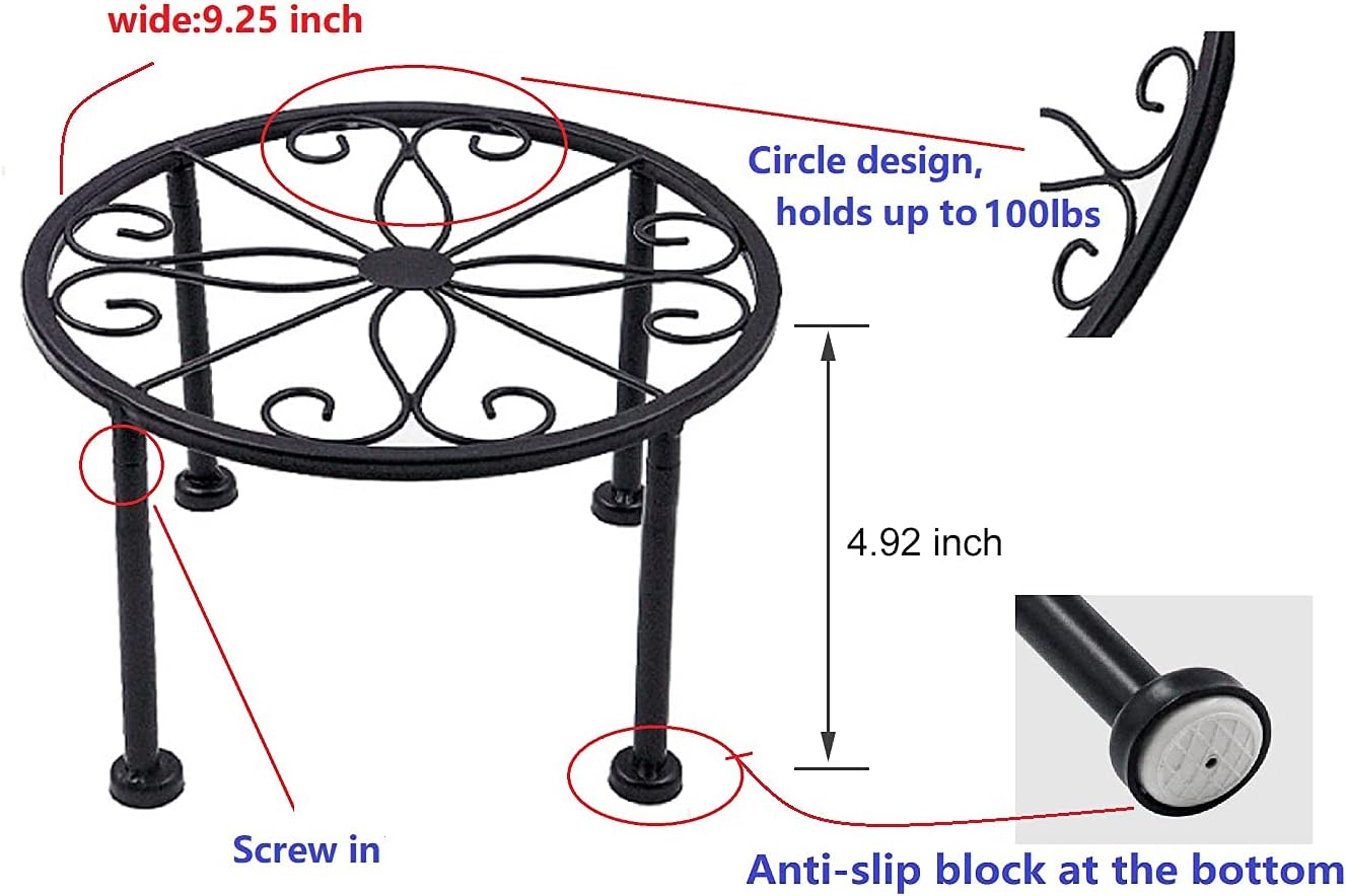 1 Pack Iron Black Antirust Plant Stand, Non-Slip and Stable Potted Holder for Indoor Outdoor Heavy Duty Container, Beverage Dispenser on Livingroom Floor, Balcony, Porch, Tabletop (1) : Garden & Outdoor
