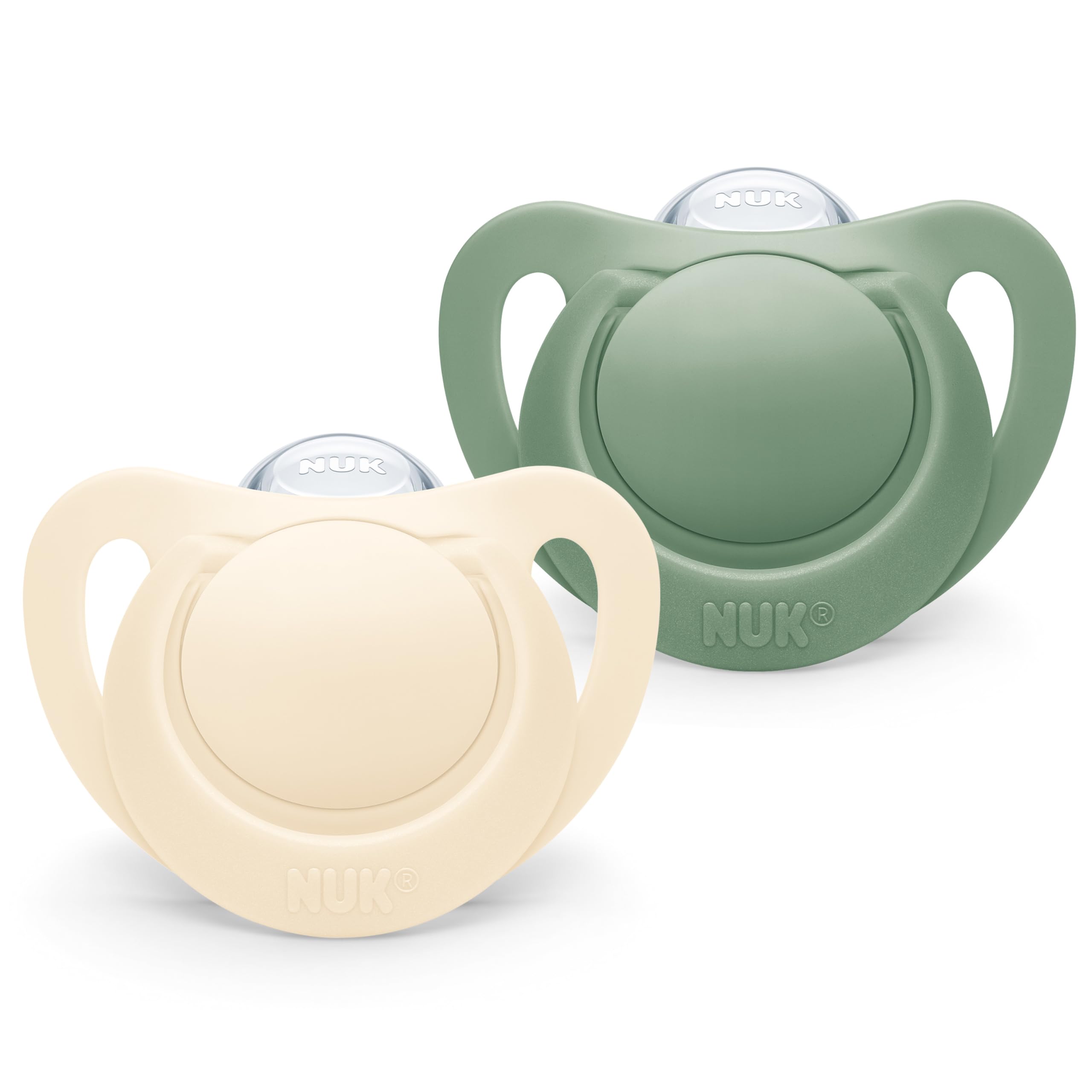 NUK for Nature Baby Dummy | 6-18 Months | Sustainable Silicone Soothers | Made from 100% Natural Raw Materials | Accepted by 99% of Babies | BPA-Free | Green | 2 Count